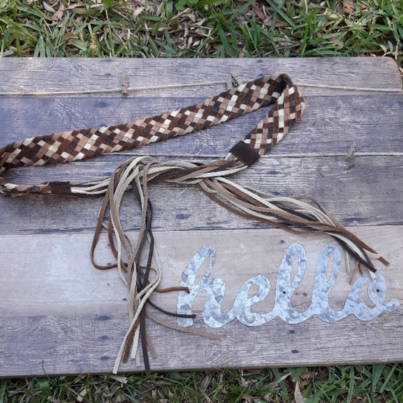 70\'s vintage suede braided belt small medium main image 4